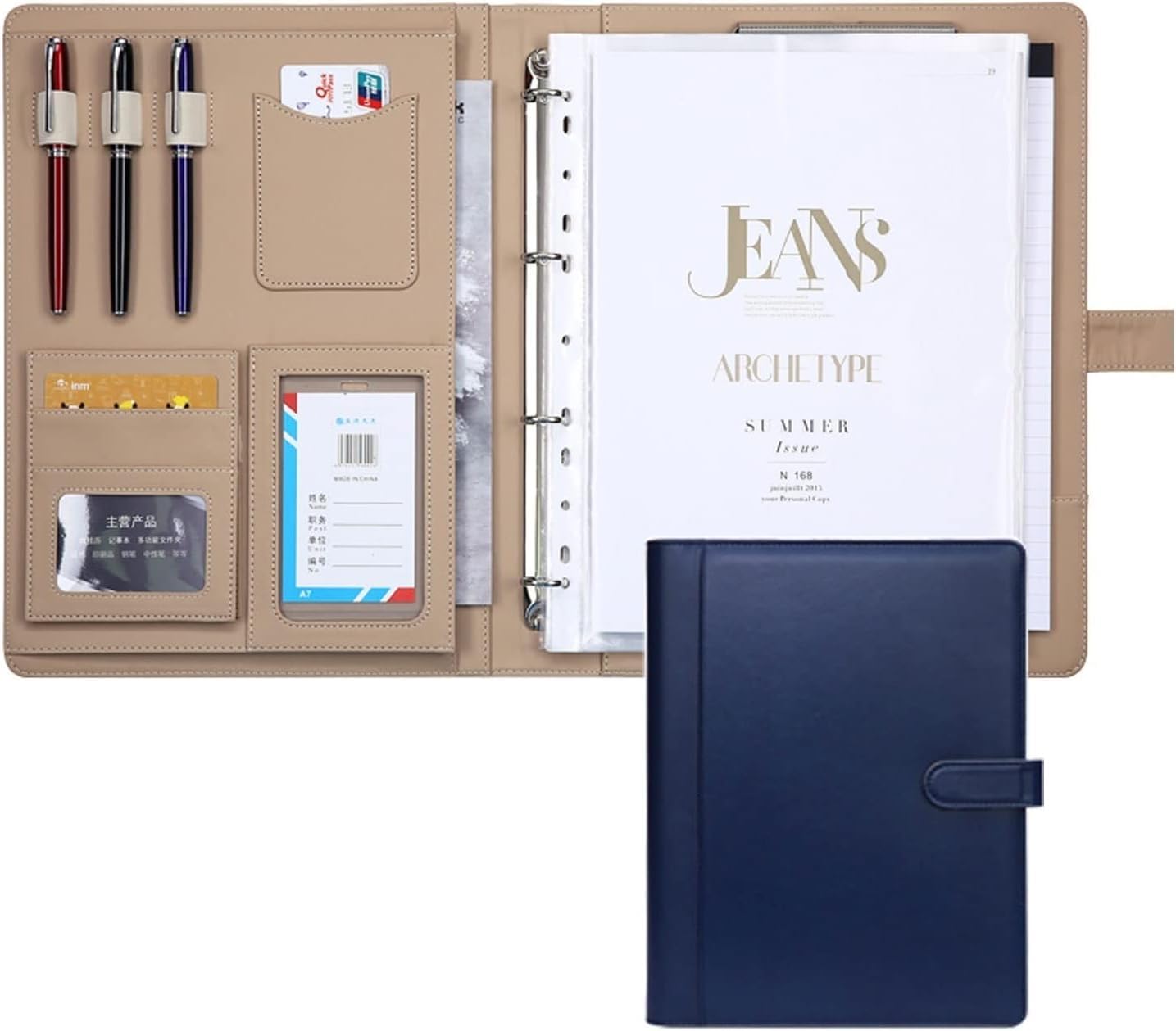 VHJdtE Folder, Executive File Legal Document Organizer with Pockets for Men Women(Blue)