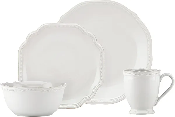 Lenox White French Perle Bead 4Pc Place Setting, 6.45 LB