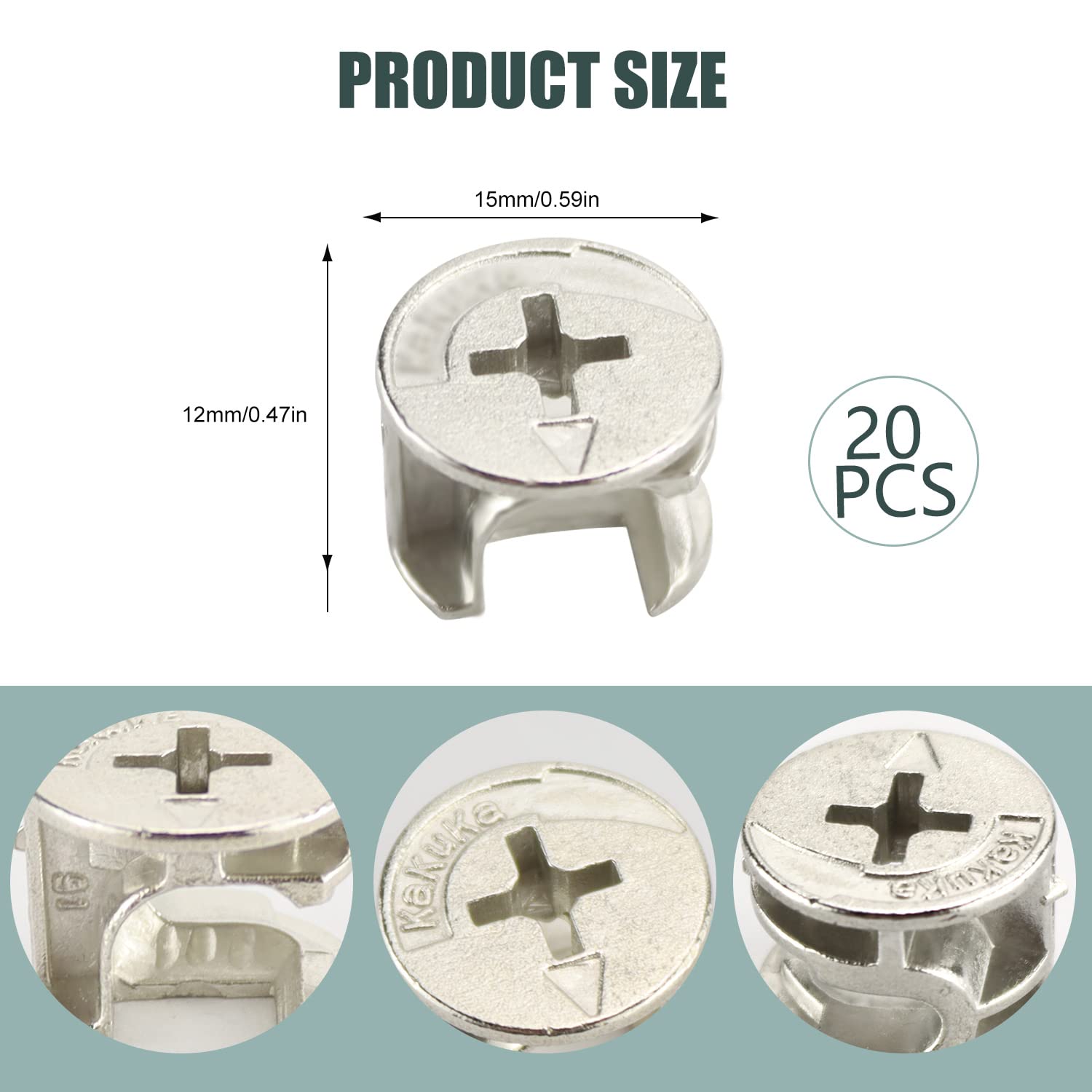 Connettori Eccentrici Per Mobili Ø15mm - Set Da 10 Pezzi Con Viti Per Assemblaggio Armadi E Cassetti - Foto 6