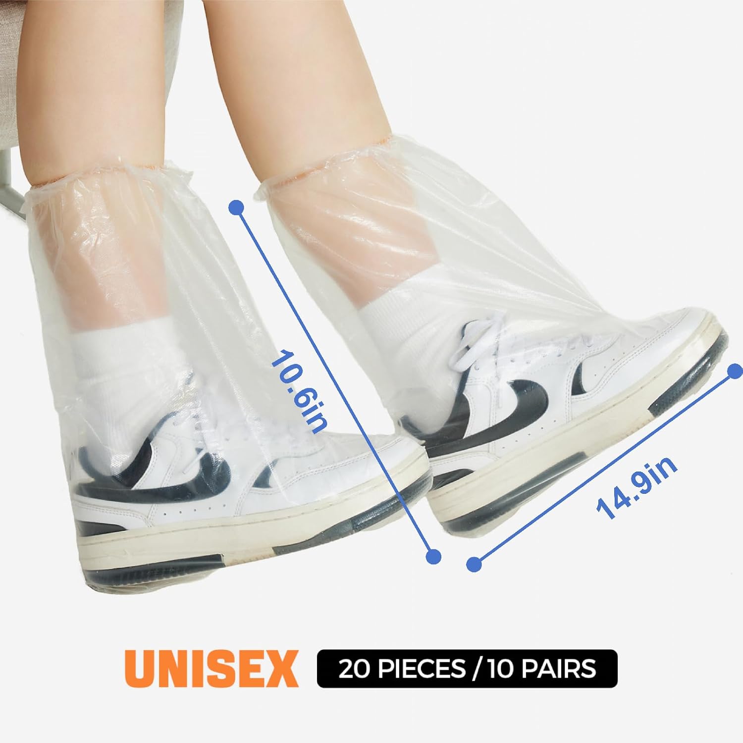 20Pcs Disposable Waterproof Shoe Covers for Rain, Clear,Durable,Non-Slip Plastic Rain Shoe Covers,Unisex,Perfect for Travel,Disney and Rainy Days (Clear, Adults M)
