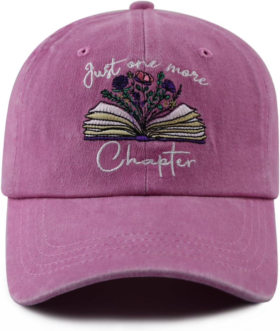Just One More Chapter Hat for Men Women, Funny Adjustable Cotton Embroidered Book Lover Bookish Baseball Cap