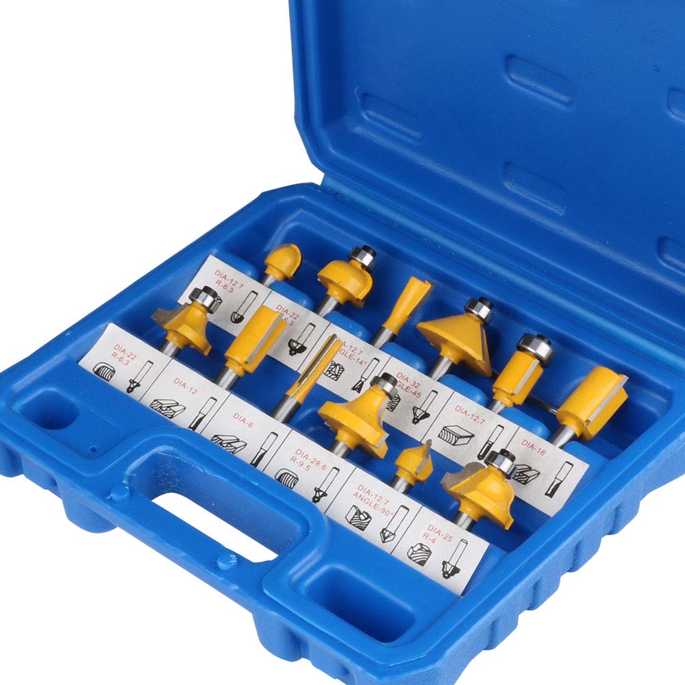SYPARTS TOOL1/4"Inch Shanks Router Bit Set Shank Tungsten Carbide Bits for Woodworking 12 Pcs