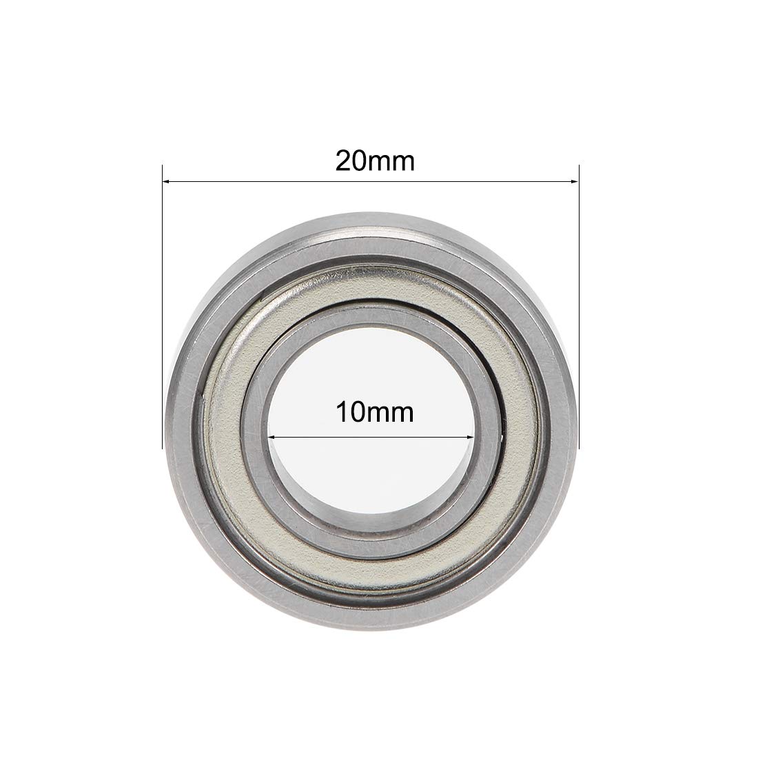 sourcing map MR2010ZZ Rillenkugellager, 10 mm x 20 mm x 6 mm, doppelt geschirmt, verchromter Stahl, P0 (ABEC1), 5 Stück