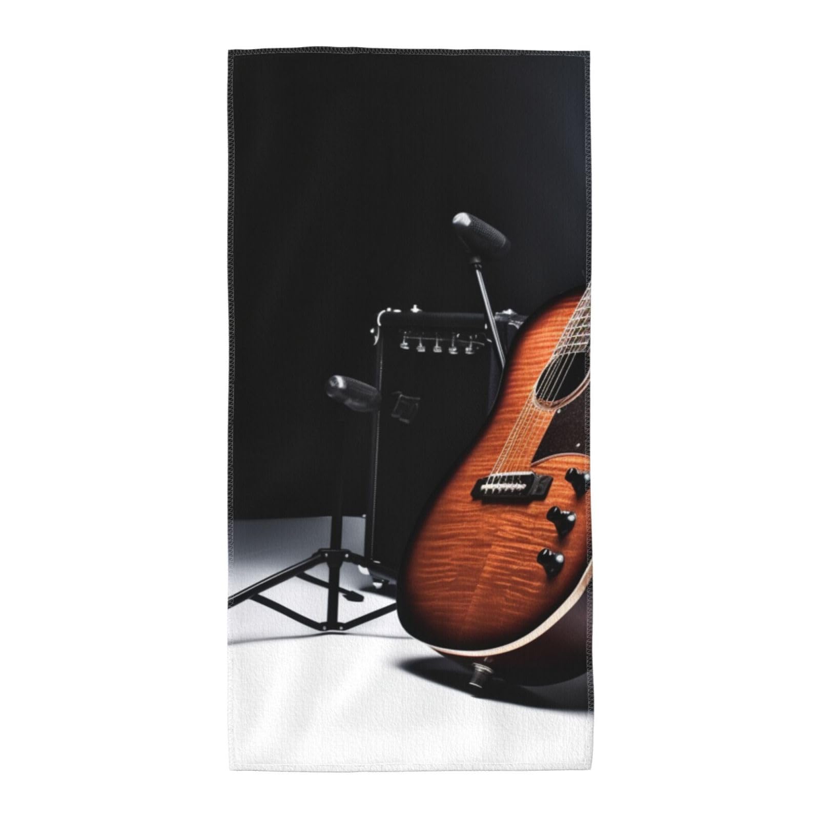 FekiLoot Absorbent Hand Towels 12"X24" Decorative Bathroom Towel Soft Microfiber Face Towel Musical Instrument Guitar Dish Kitchen Towels for Bathroom Kitchen Hotel Spa Bath Towels