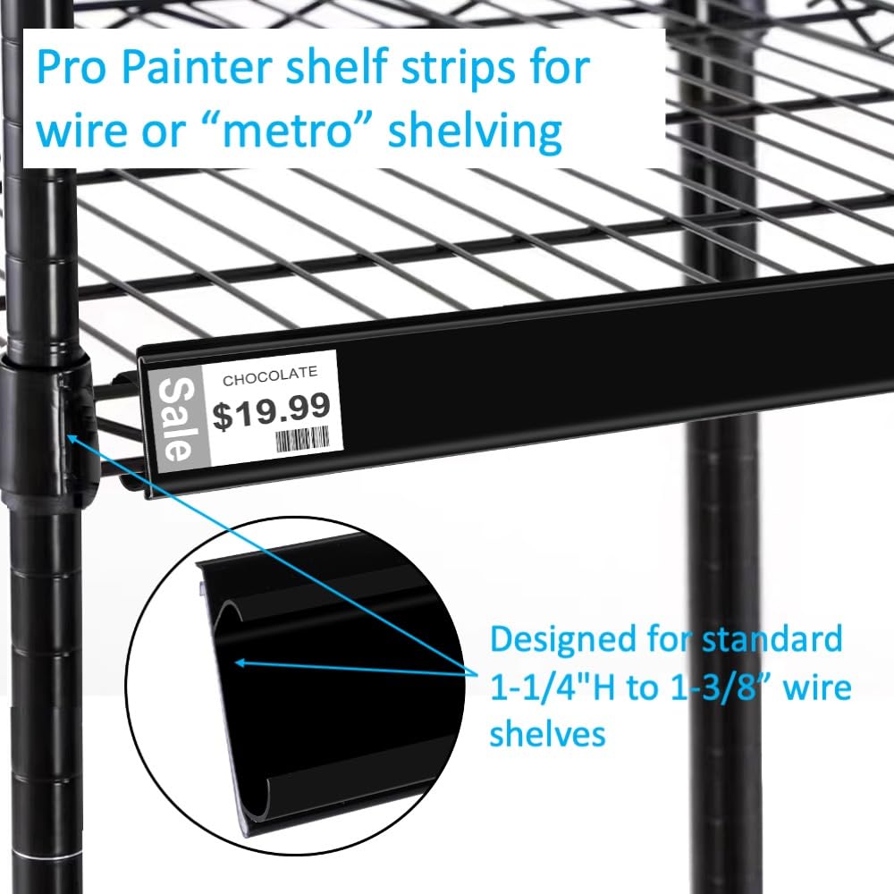 Strisce di etichette per mensole standard da 3,8 cm a 3,8 cm a 3,5 cm, confezione da 100 pezzi a scatto da 3,8 cm di altezza, porta cartellini del prezzo con plastica trasparente anteriore/retro nero