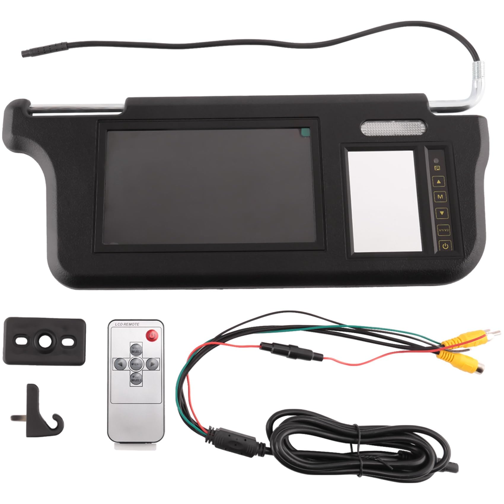 7 Pouces Noir Voiture Droite Pare-Soleil Rétroviseur Écran LCD Moniteur 2 Canaux Accessoires Vidéo