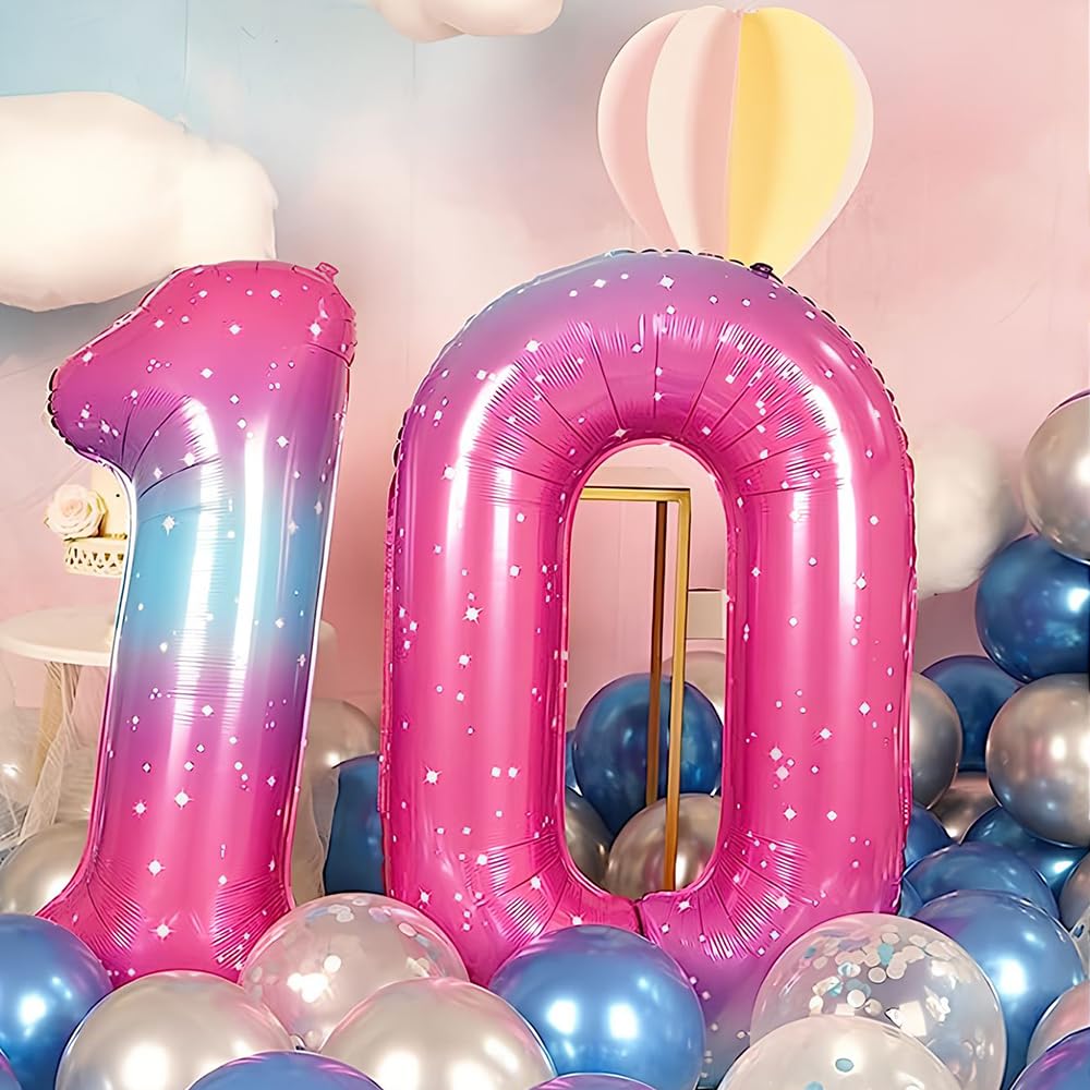 Foil Globo Número 5 Azul 40" (101cm), Inflable Helio o aire, Gigante Numeros 0-9, 10-19, 20-29, 30-100, Grande Globos Decoración para La Boda Aniversario y Cumpleaños Fiestas — view 144