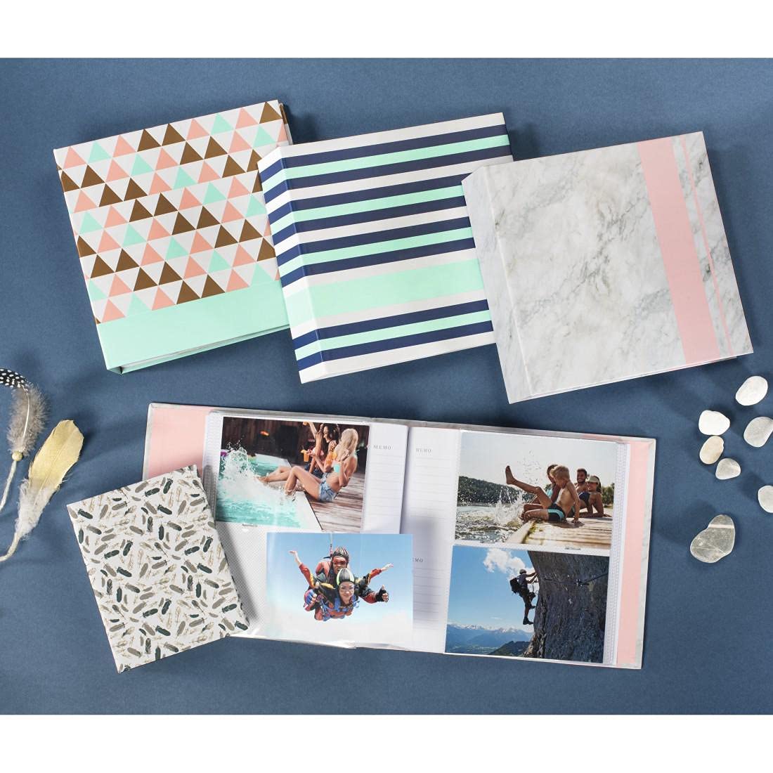 Hama Album fotograficzny z notatkami "Designline", 100 białych stron (50 arkuszy) pasuje do 200 zdjęć w formacie 10 x 15 cm, trójkąt
