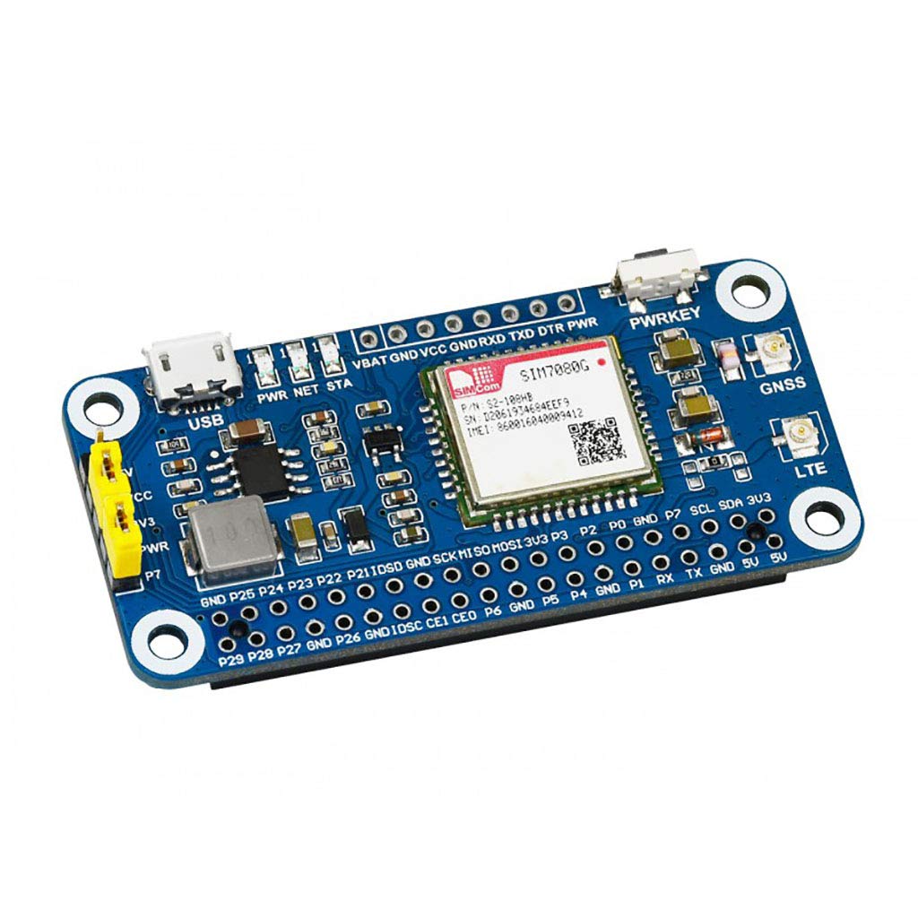 Waveshare NB-IoT/Cat-M(eMTC)/GNSS HAT for Raspberry Pi Based on SIM7080G Supports Protocols as TCP/UDP/HTTP/HTTPS/TLS/DTLS/PING/LWM2M/COAP/MQTT Globally Applicable