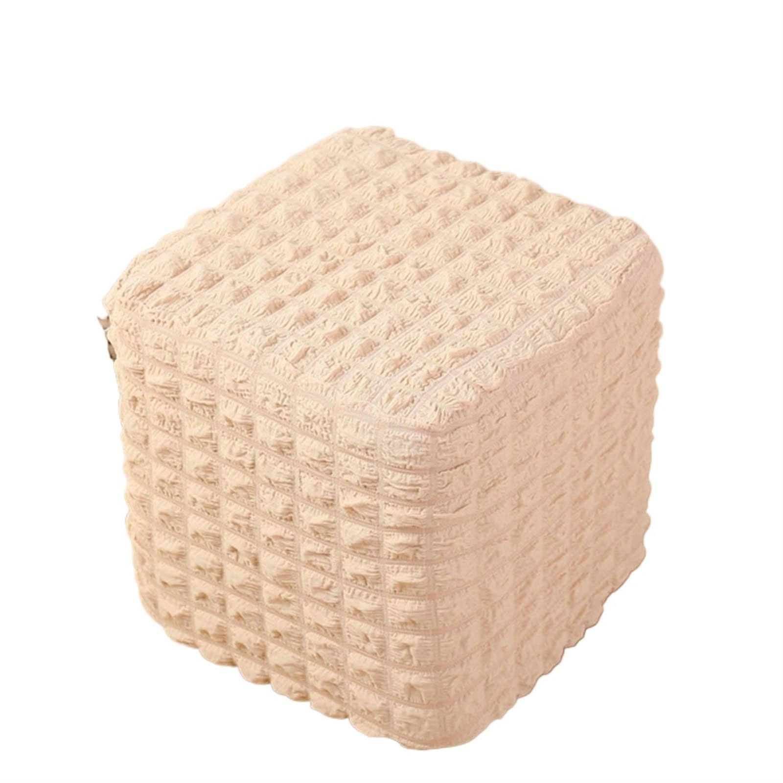 YXINAER Foot Stool Cover Elastic Ottoman Slipcover, Square Removable Footstool Footrest Cover for Office And Home(Beige)