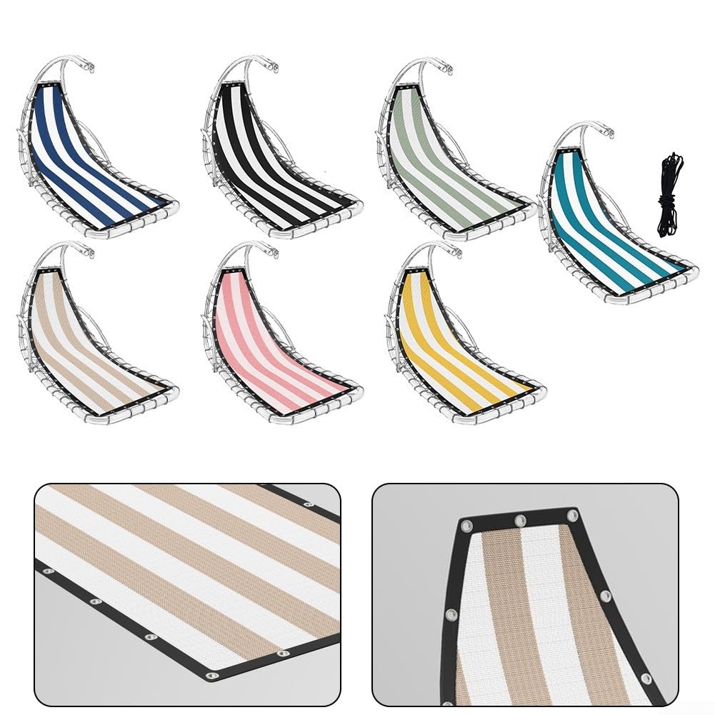 Tela de repuesto a rayas para silla columpio colgante de textileno para exteriores, patio, jardín, muebles, cubierta de tela para asiento de columpio de patio trasero, malla con cuerda