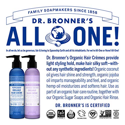 image for Dr. Bronner's - Organic Hair Crème (Lavender Coconut, 6 Ounce) - Leav