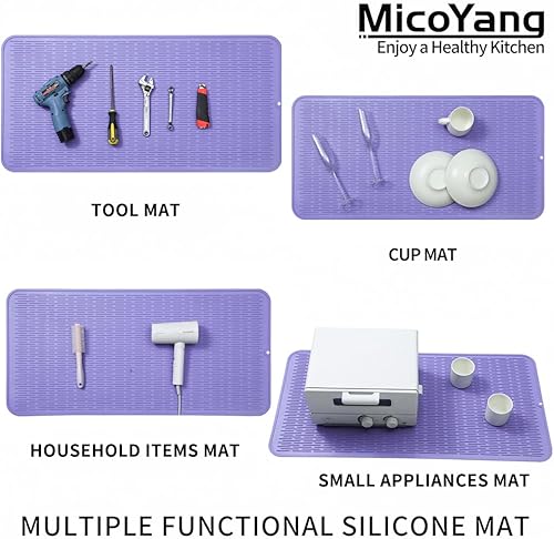 Miniatura 1000 de Tapete de silicona para secado de platos para múltiples usos, fácil de limpiar, ecológico, resistente al calor, tapete de silicona para encimera