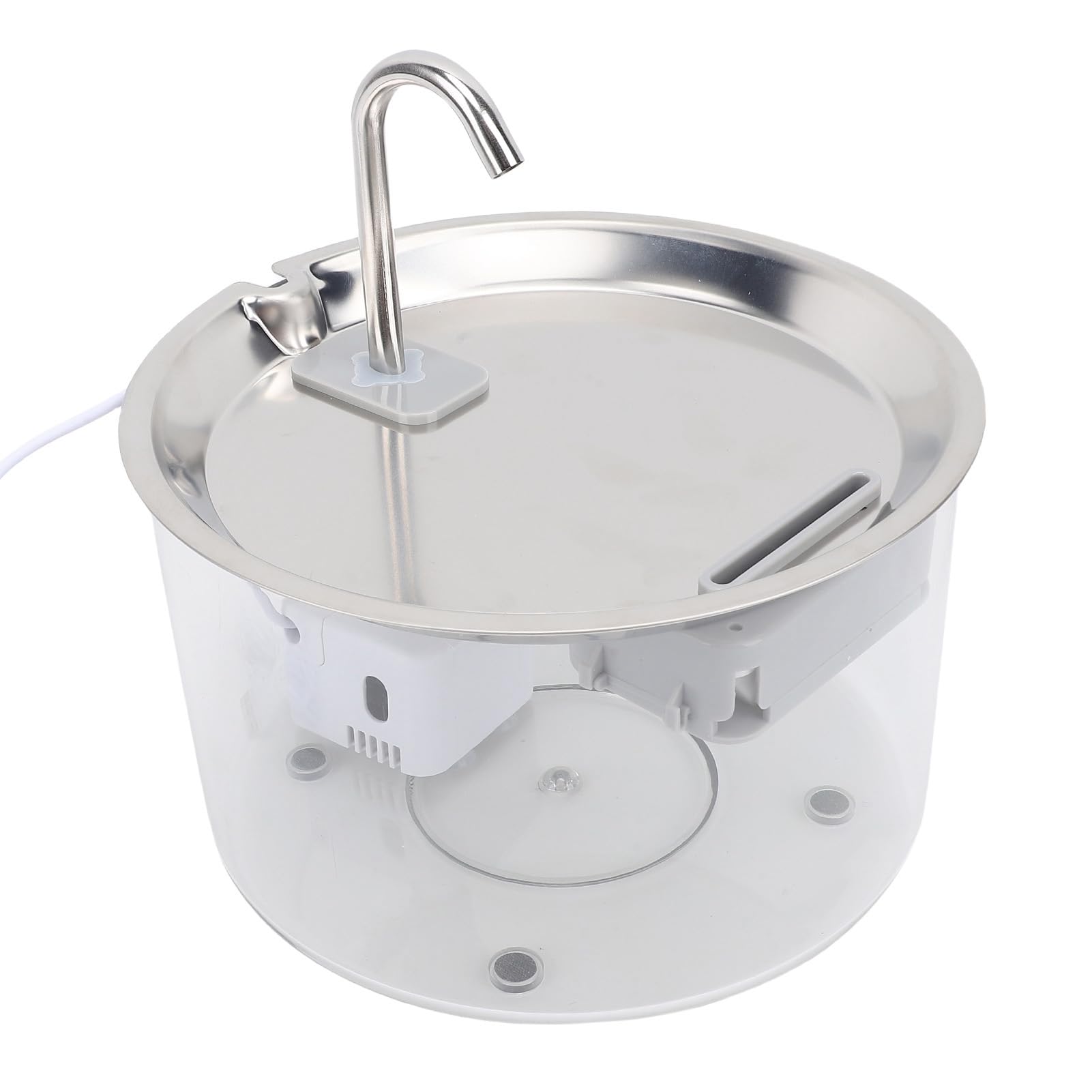 Asixxsix Stainless Steel Cat Water Fountain, 3L Automatic Pet Water Dispenser with Ultra Quiet Pump for Large Dogs, Multi Filtration, Minimal Footprint Bowl (Transparent) - image 2