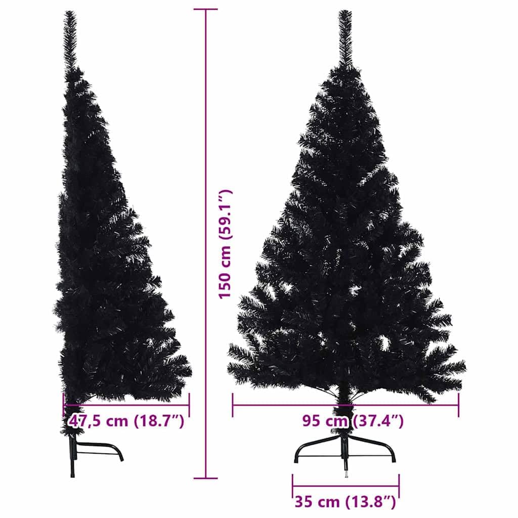 vidaXL Árbol de Navidad Artificial Preiluminado Negro 150 cm PVC