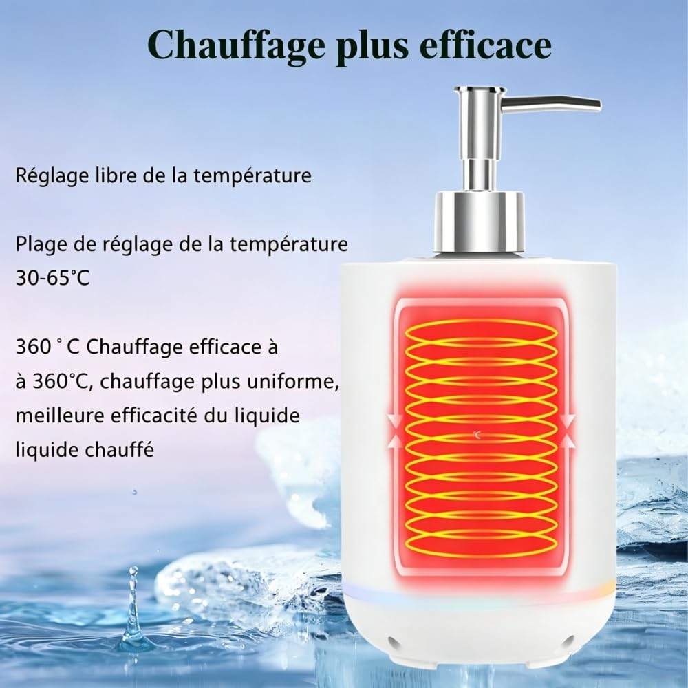 Chauffe-huile de massage avec deux distributeurs à pompe, écran LED, pour spa et salon (Blanc)