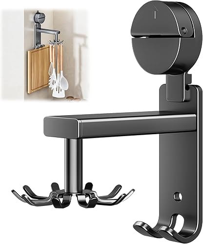 OneNine Soporte para utensilios de cocina, gancho giratorio de ventosa, giratorio de 360, sin perforación, para colgar utensilios adhesivos, gancho