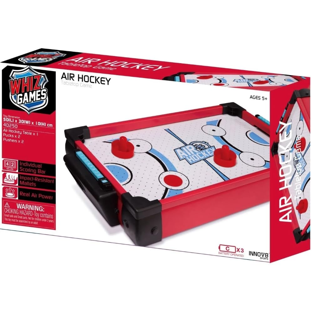 Playwell Innov8 Air Hockey Game Table Set for Kids Ages 5 and Up, Compact Size, Real Air Flow, Fast Paced Action, Includes 2 Pushers, 2 Pucks 1