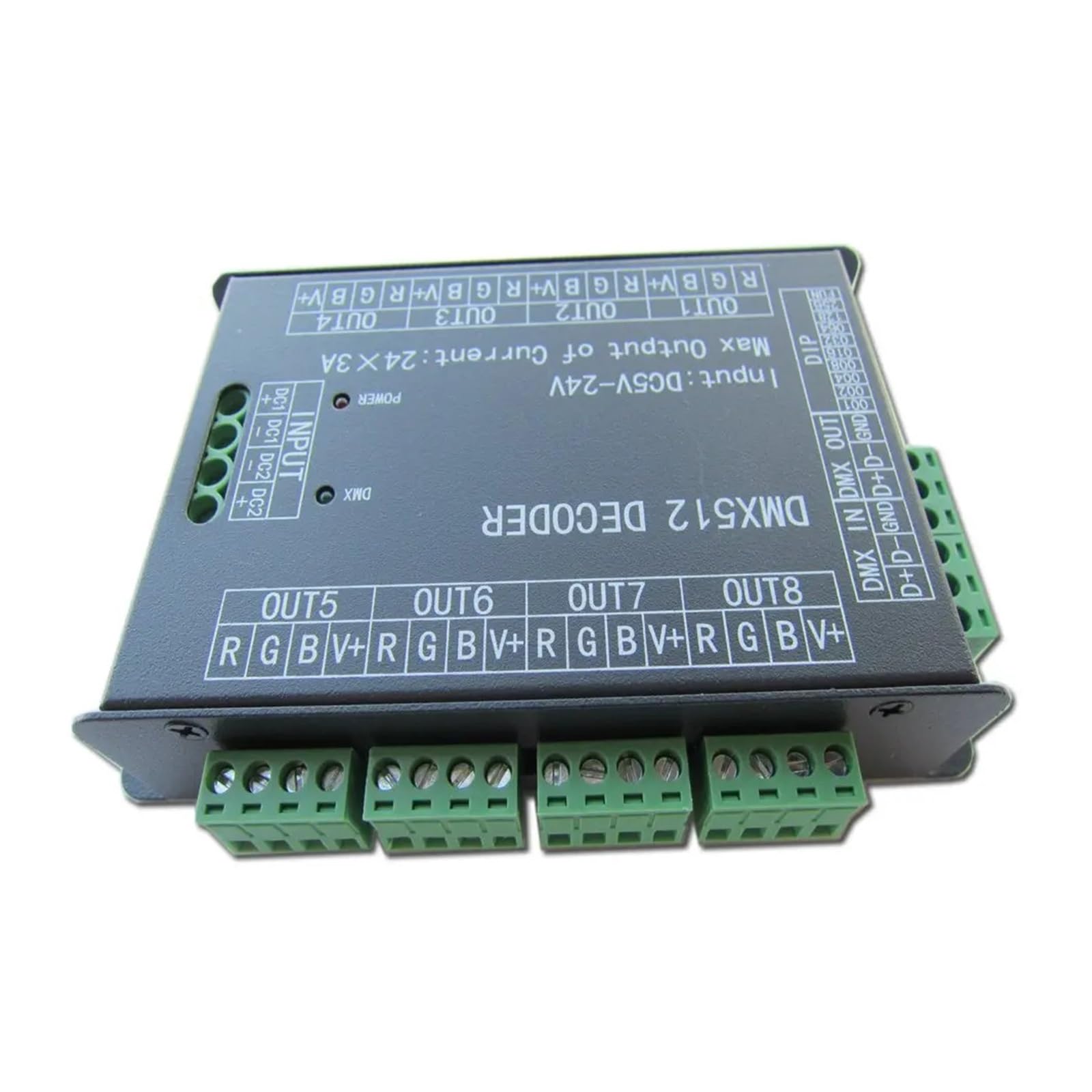 High Power 24 Channel 3A/CH DMX512 Controller LED Decoder Dimmer for Projects 500Hz Flicker-Free Smooth Dimming Signal