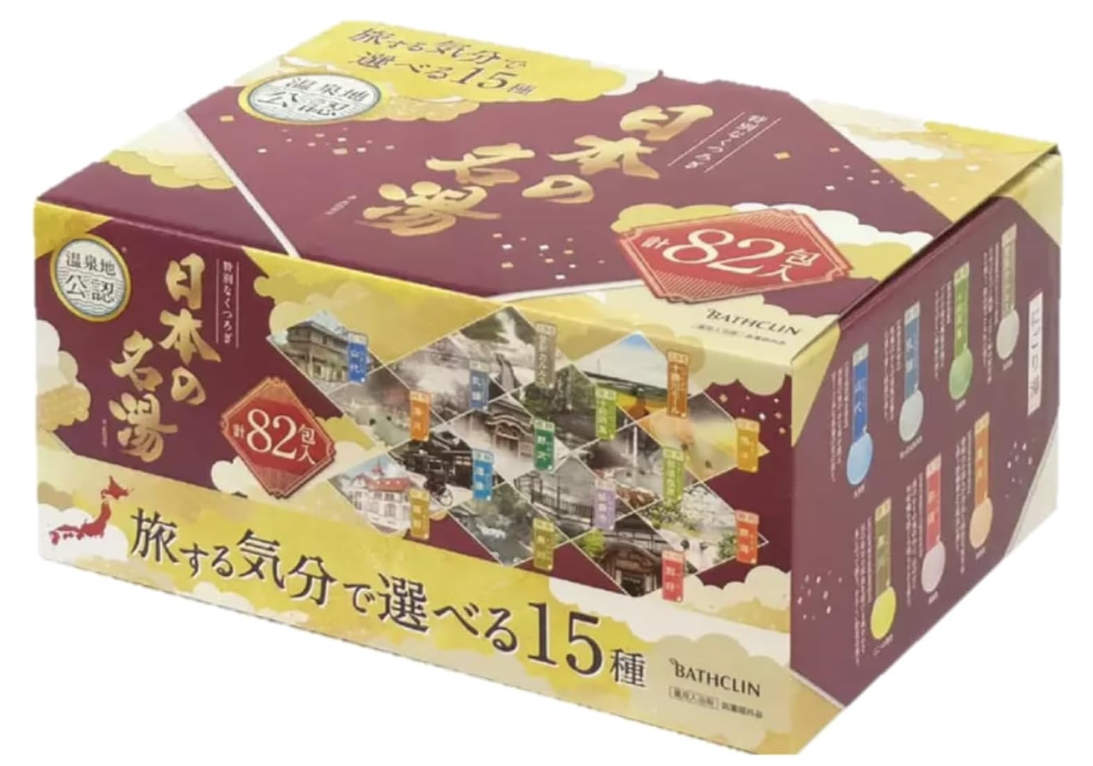 Large Capacity Bath Scrub, Japanese Famous Hot Springs, Set of 15 Types, Kokoko Bath, Nigoriyu, Clear Bath, Bath Solution, 1.1 oz (30 g) x 82 Packets, Assorted, Bulk Purchase, Present, Gift, Gift, Res