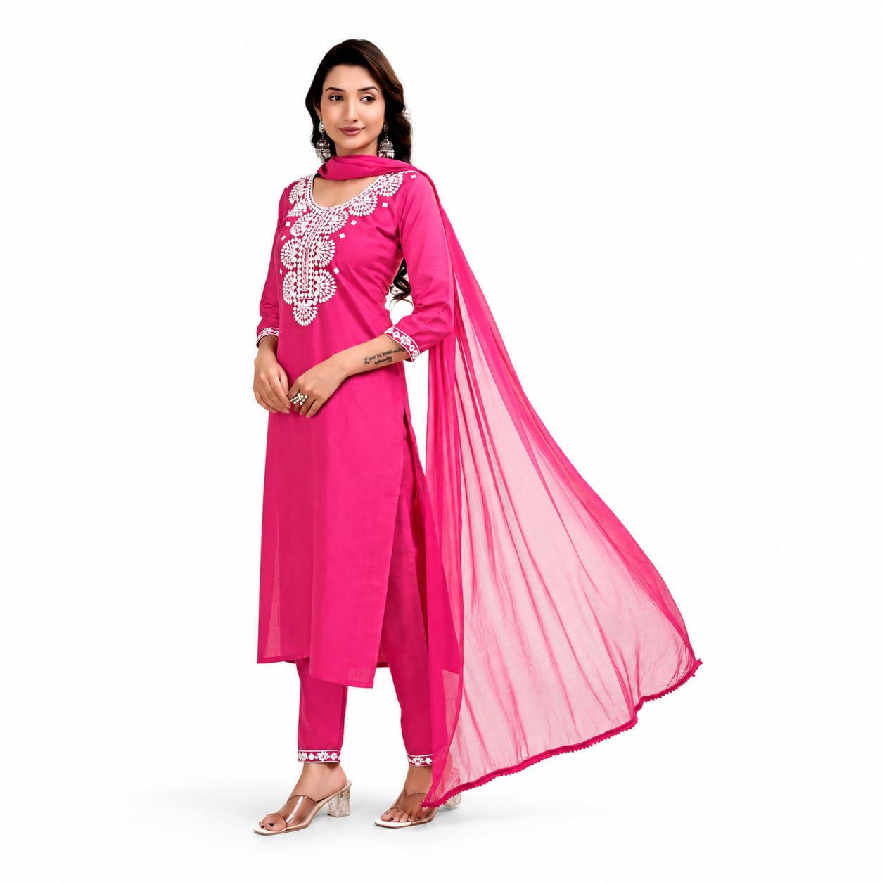 Women Printed Cotton Kurta Pant Set with Dupatta | Straight Kurta Set for Women | Ethnic Wear Suit Set | Festive, Party, Casual & Traditional-image-12