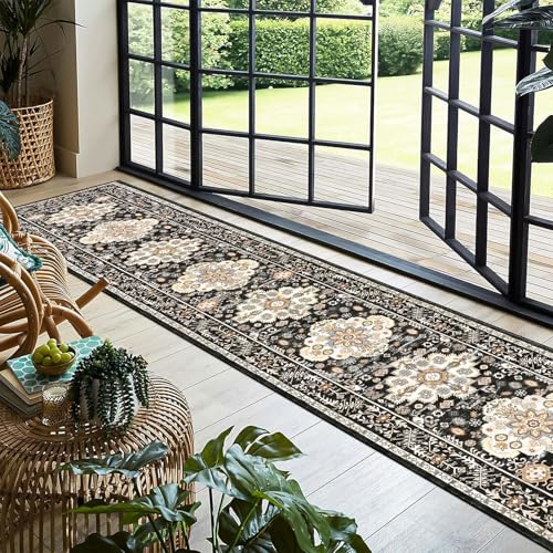 Pauwer Boho Hallway Runner Rug 2x10 Washable Entryway Area Rugs Non Slip Farmhouse Vintage Floor Mat Carpet Runner for Hallways Laundry Room Kitchen Bathroom Bedroom