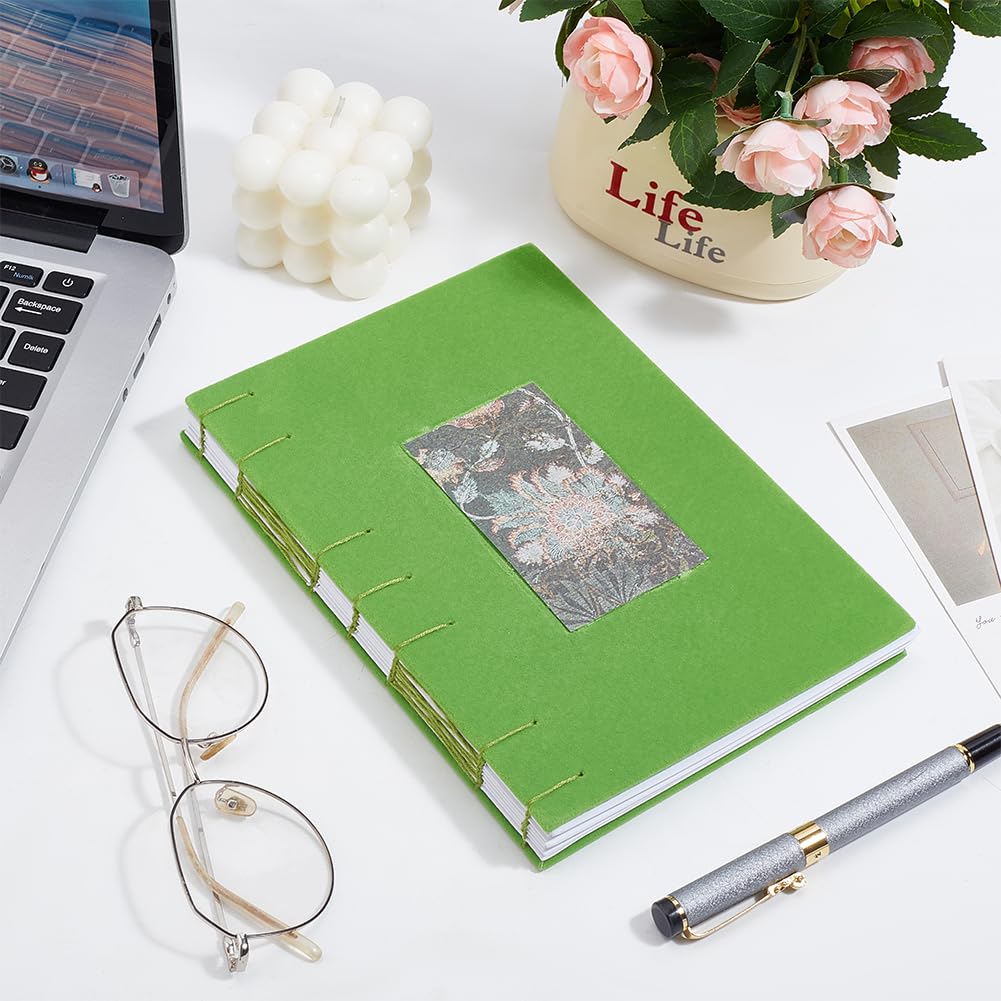 WEBEEDY Koptischer Stich Buchbindeset Grün Buchbinderei Starter Kit DIY Schreiben Journal Set Buchbinderei Zubehör für Erwachsene Anfänger Arbeit Note Persönliche Tagebuch, 15X21cm(A5)