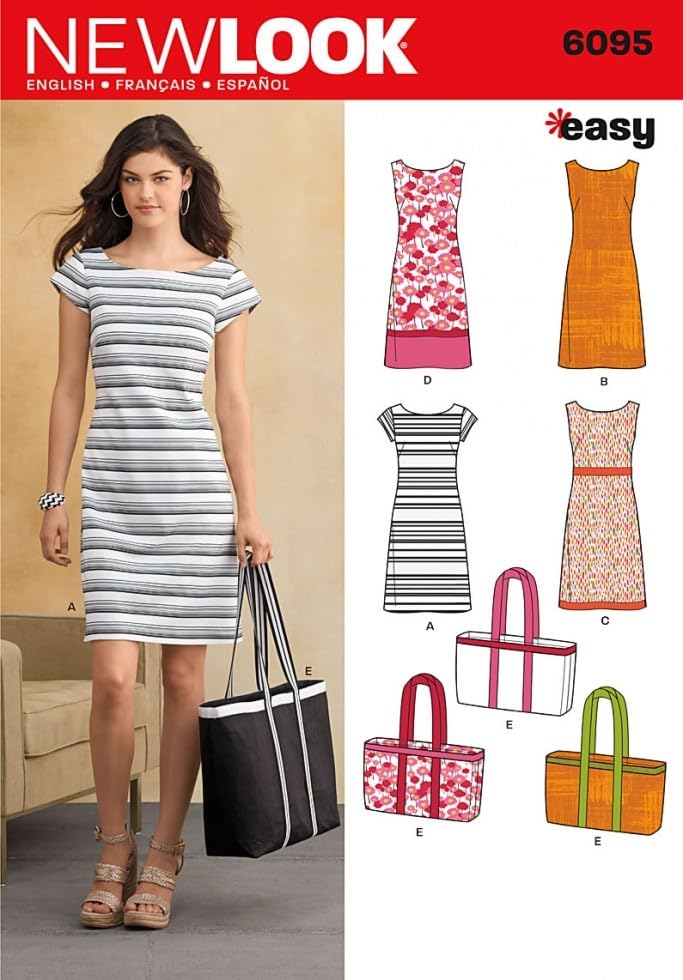 Amazon.com: New Look Ladies Easy Sewing Pattern 6095 Fitted Dresses & Bags  : Arts, Crafts & Sewing