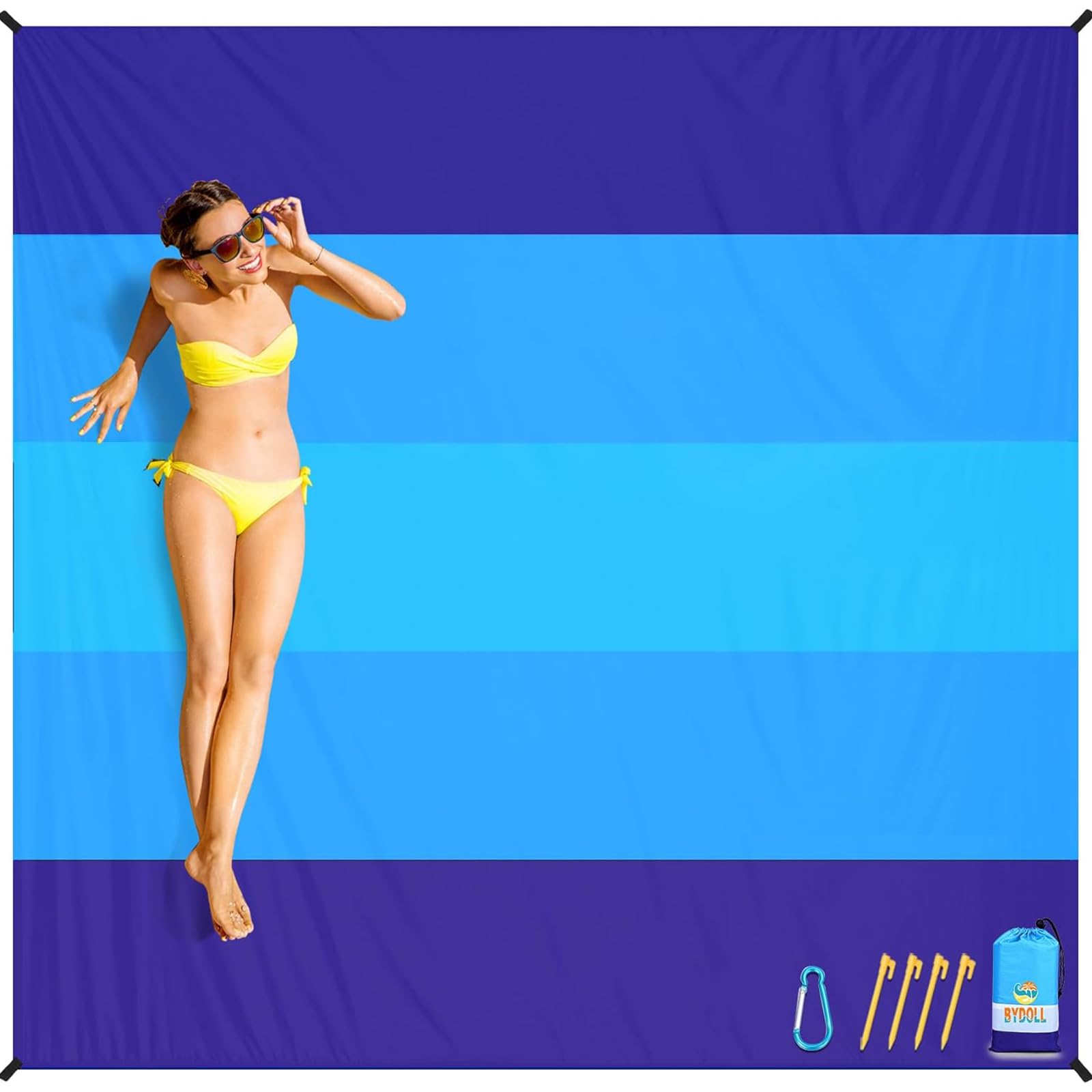 Stranddecke Sandfrei, Super Groß 220x210 cm Wasserdicht Sanddicht Weiches Strandmatte, Tragbarkeit Strandtuch mit Aufbewahrungstasche, für Strand, Camping, Picknick, Wandern
