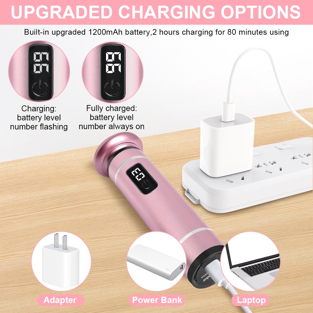 AOOWU 2 in 1 Piedicure Elettrico Professionale, Lima per Piedi Elettrica con 4 Punte Nanometriche, Ricaricabile Piedi Attrezzi per Pedicure, 3 Velocità Regolabile e Schermo LED, per Tacchi Incrinati
