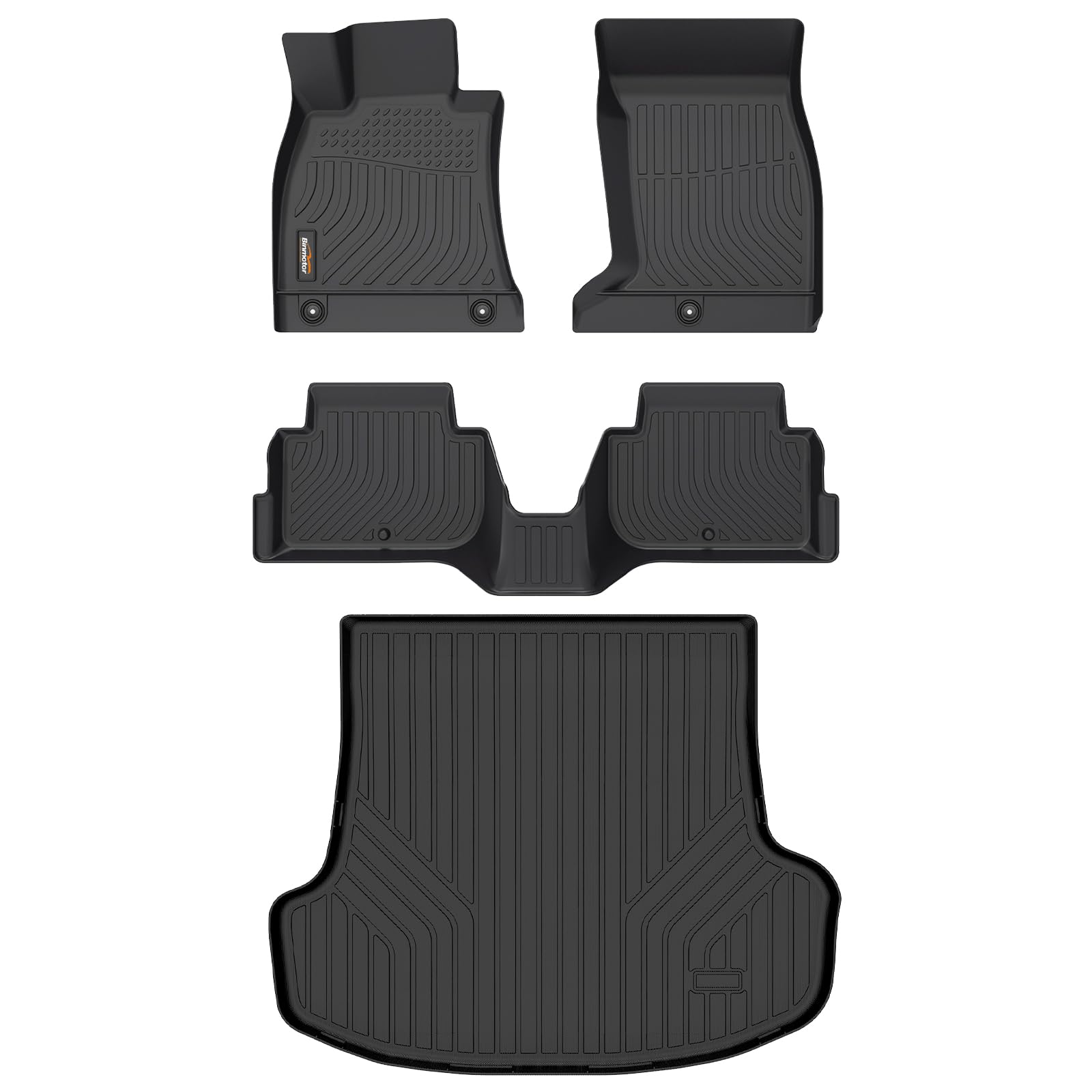 Binmotor-Floor Mats & Cargo Liner for Kia Stinger AWD 2018-2024, All Weather Car Mats TPE Liners for Kia Stinger AWD Accessories Mats Trunk Mat-Black