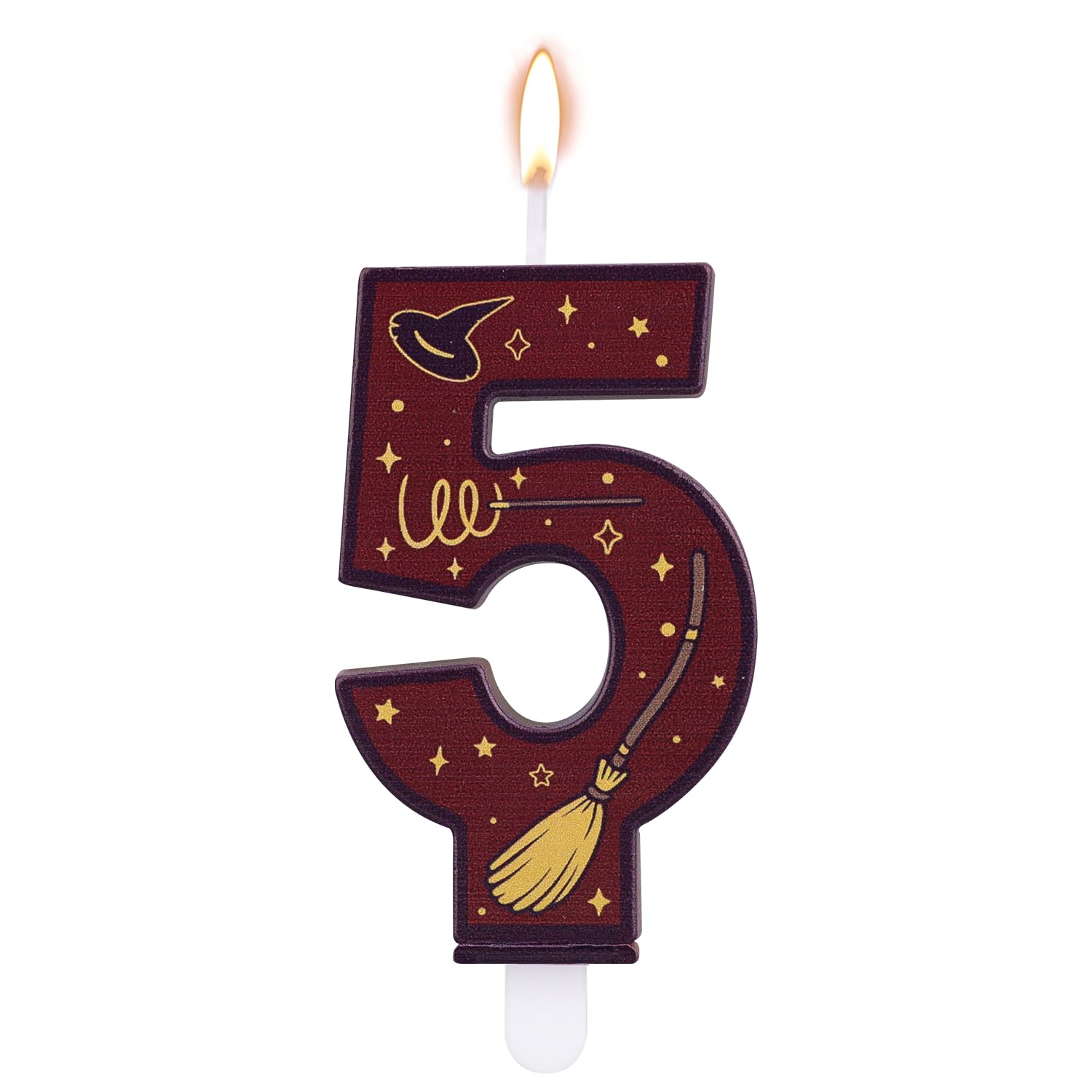 Magical Wizard Themed Number Candles, Wizard Themed Number Candle Cake Topper Brown Party Birthday Cake Decorations for Kids Birthday Party Supplies (