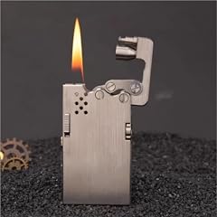 Handmade metal automatic kerosene lighter - retro trench mechanical linkage metal windproof lighter porous windproof one-button automatic ignition