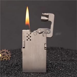 Handmade metal automatic kerosene lighter - retro trench mechanical linkage metal windproof lighter porous windproof one-button automatic ignition