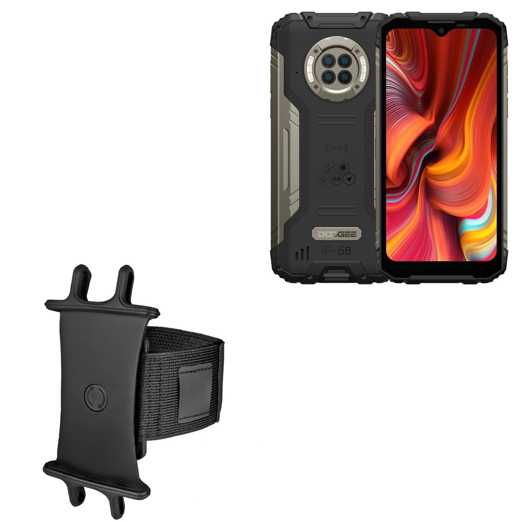 BoxWave Holster Compatible with Doogee S96 Pro - ActiveStretch Sport Armband, Adjustable Armband for Workout and Running for Doogee S96 Pro - Jet Black-image-21