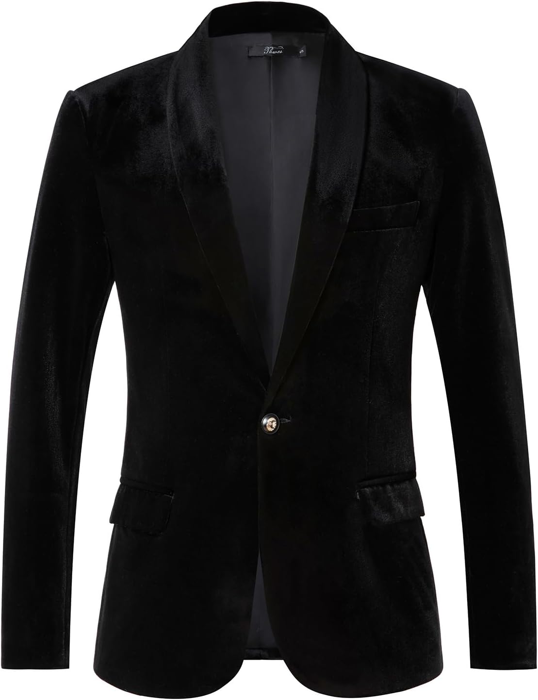 Mens Velvet Blazer Slim-Fit Solid Color One Button Blazer Sport Coat Jacket for Wedding Dinner Party
