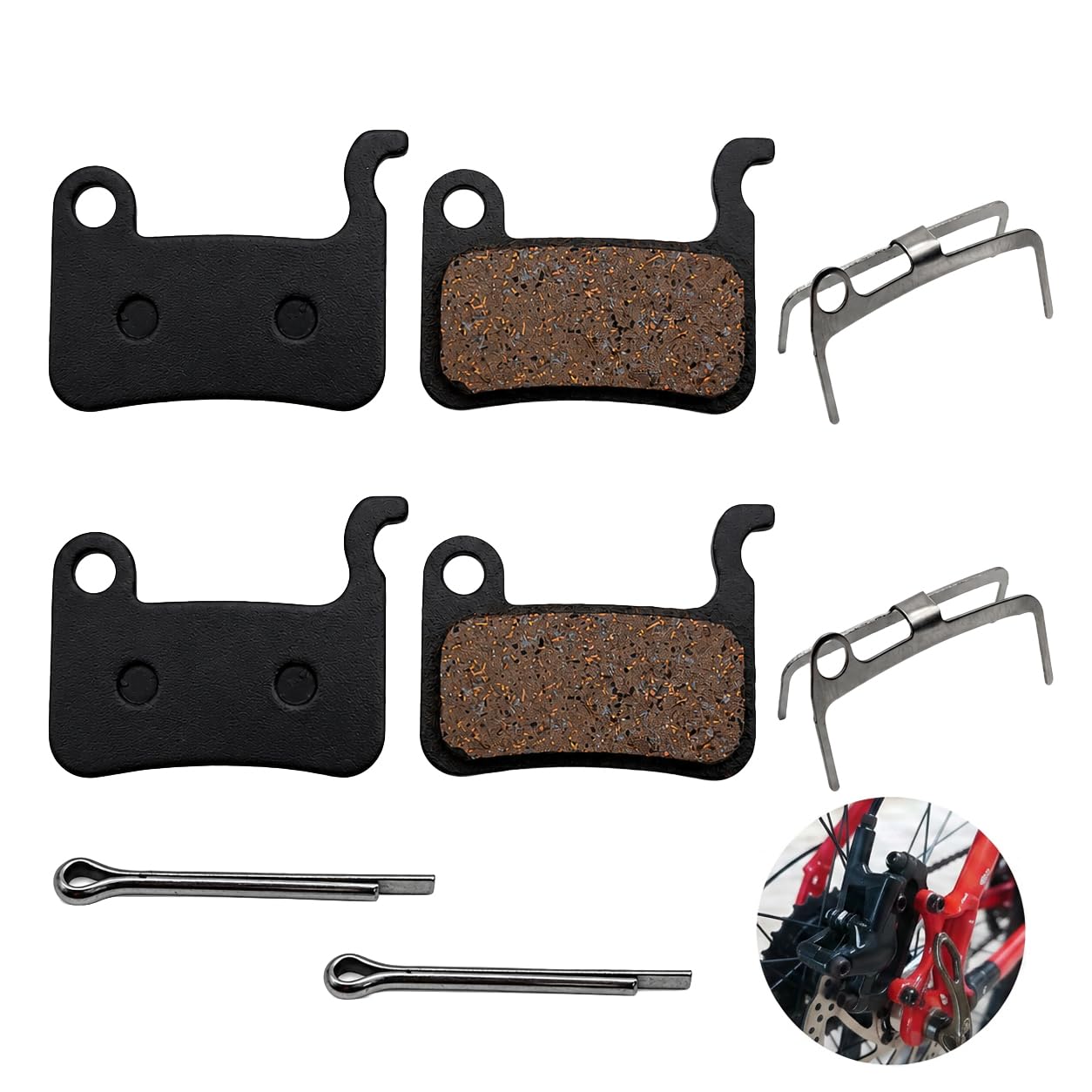 Bike Brake Pads 2 Pairs, Disc Brake Pads for Bicycle Resin Replacement Pads for MTB Bike (01D)