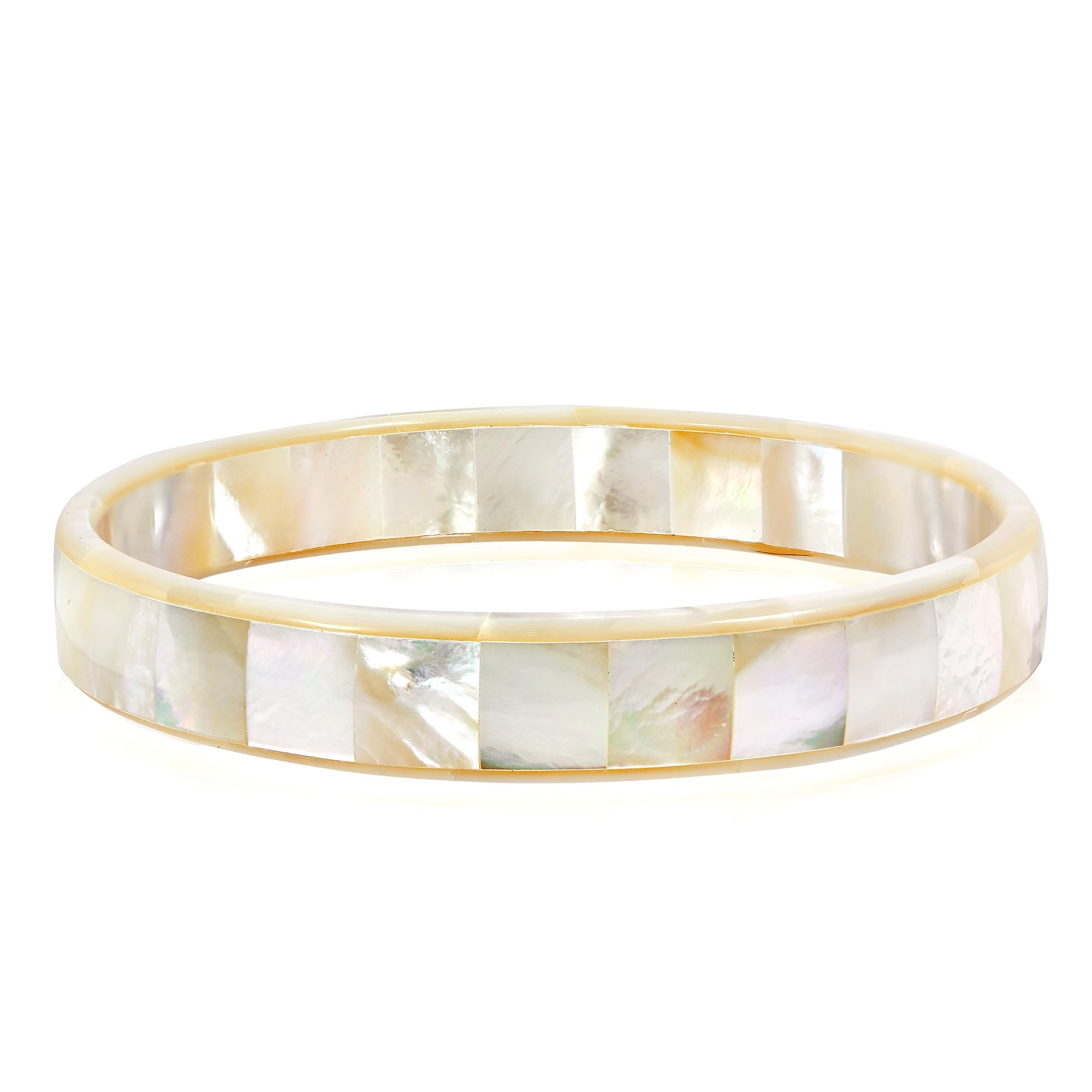 Tropical & Stylish White Mother of Pearl Mosaic Bangle Bracelet | Handmade Jewelry for Women | Handmade White Mother of Pearl | Gifts for Women | Statement Bracelet | Boho Jewelry
