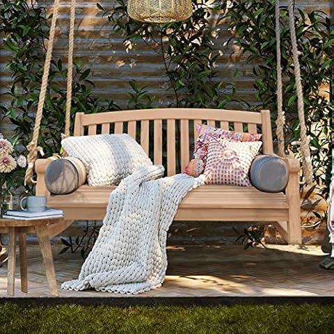Seven Seas Teak San Jose Teak Wood Double Outdoor Porch Swing, 4 Foot Cover