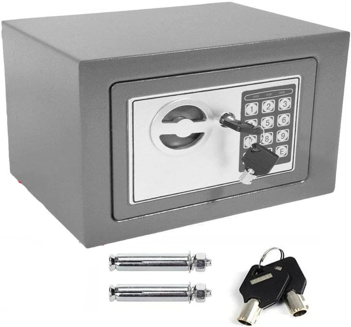 4.6L Security Box Electronic Digital Steel Safe Home Office Money Cash Safety Box With 2 Keys, Idea For Money Document Jewelry Passport, 23 X 17 X 17 CM, Grey