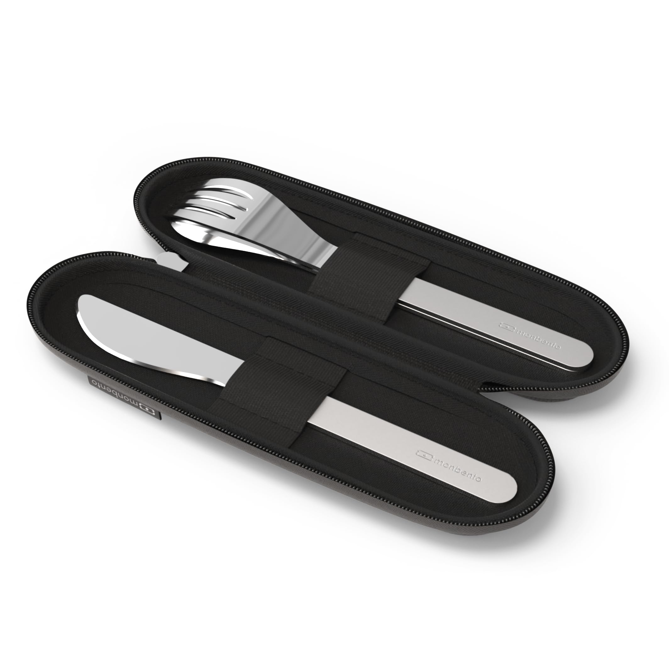 MONBENTO - Set Fiambrera Lunch Box Onyx - Con Bento Box Térmica MB Element hasta 10 Horas, Set Cubiertos MB Slim Nest, Bolsa Bento MB Pochette M - Sin BPA - Segura y Duradera - Negro