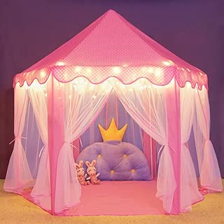 Kids Play House Princess Tent - Indoor and Outdoor Hexagon Castle Play Tent for Girls, Pink