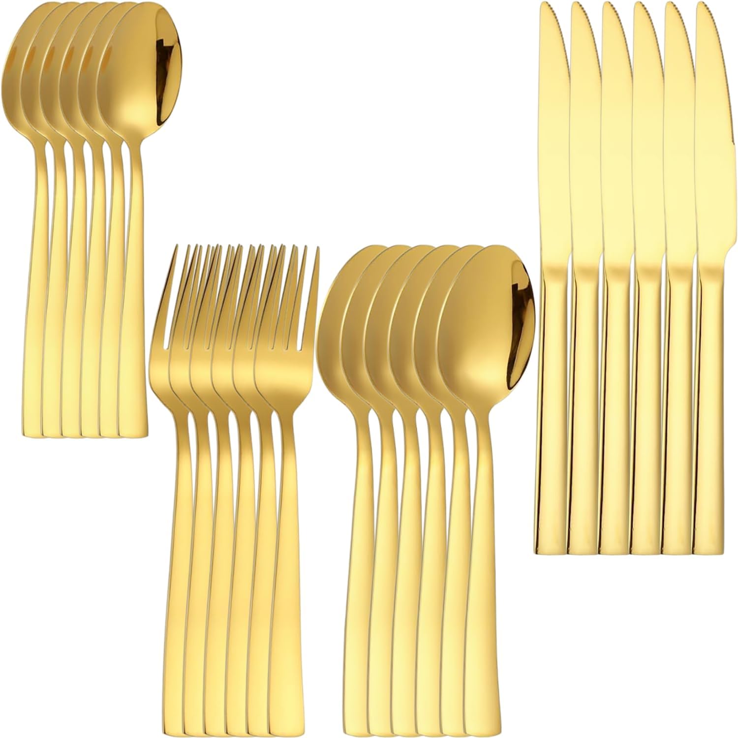 Naidev Silverware Set for 6, 24-Piece 18/10 Stainless Steel Flatware Set,Forged Cutlery Set Matte Finish for Home,Restaurant and Parties, Dishwasher Safe.