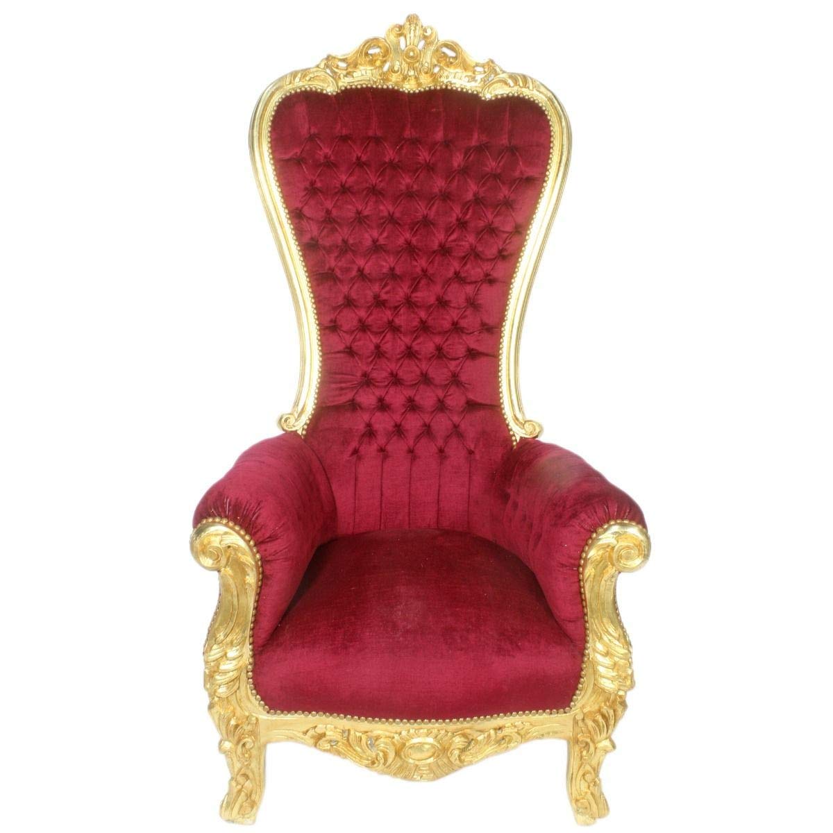 Casa Padrino Poltrona Trono Barocco Maestoso Modello Bordeaux/Oro - Poltrona Gigante - Sedia Thron Tron