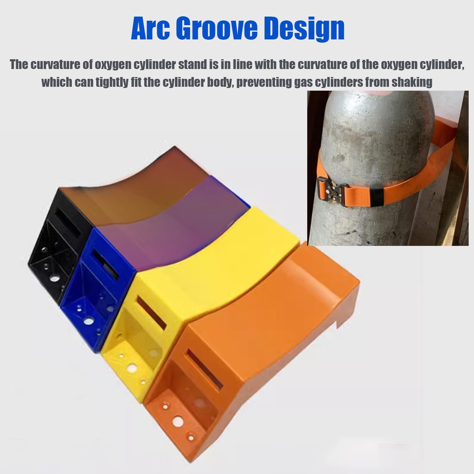 Soporte de cilindro de gas de montaje en pared, soporte de almacenamiento ajustable para una organización segura del tanque de oxígeno, acetileno y propano con tornillos incluidos