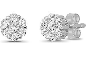 10K Gold and Silver Diamond Cluster Stud Earrings: Shimmering Brilliance with Uncompromised Quality