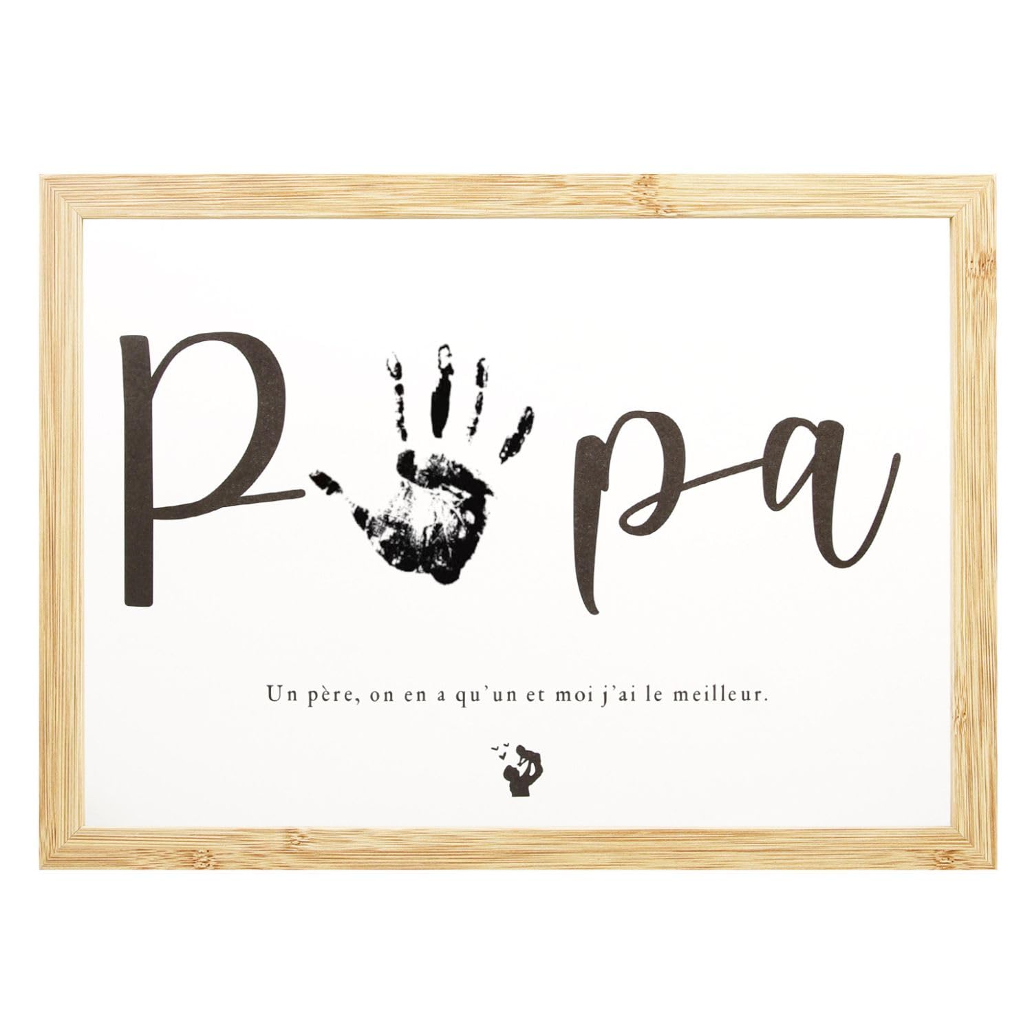 Empreinte Papa Cadeau Fête des Pères avec cadre en bois souvenir bébé