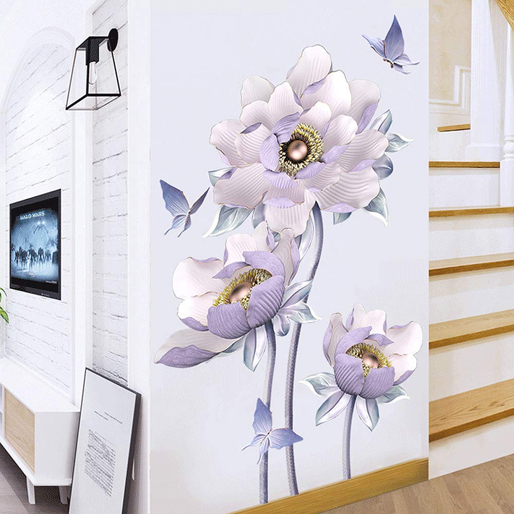 Large 3D Boho Floral Wall Stickers - Removable Peel & Stick Wall Art Decor