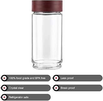 Cello Modustack Glassy Storage Jar, Set of 3(500mlx2+1000ml), Maroon (CLO_GLS_MDSTCK_SO3_MRN)
