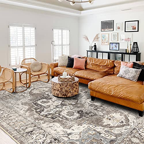 YOUFORTONG Area Rugs 9x12 Washable Non-Slip Rug Stain Resistant Rugs for Living Room Dining Room Bedroom Low-Pile and Ultra Soft Area Rug (Beige, 9x12)